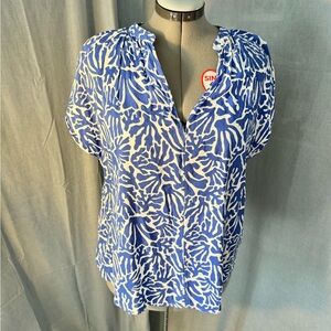 H&M Blue and White Abstract Blouse